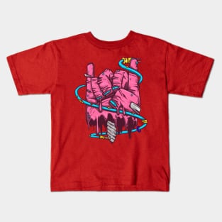 pink zombie metal horns Kids T-Shirt